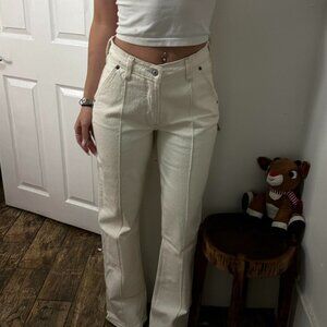 Abercrombie & Fitch Women's Cream and White Jeans